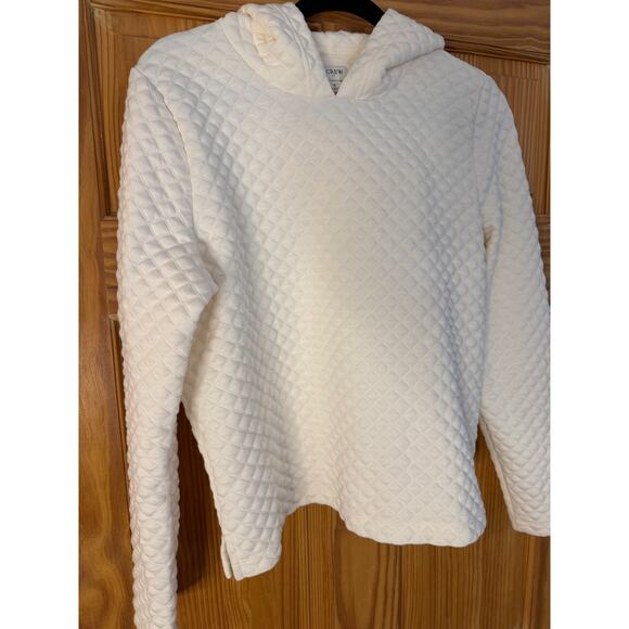 J. Crew Size SM White Quilted Hoodie SO Cozy Easy Fun - Picture 5 of 5